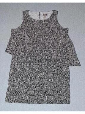Chicos Sleeveless Dress Womens Size 2 Black And Gray Grey Tier Down Stretchy...